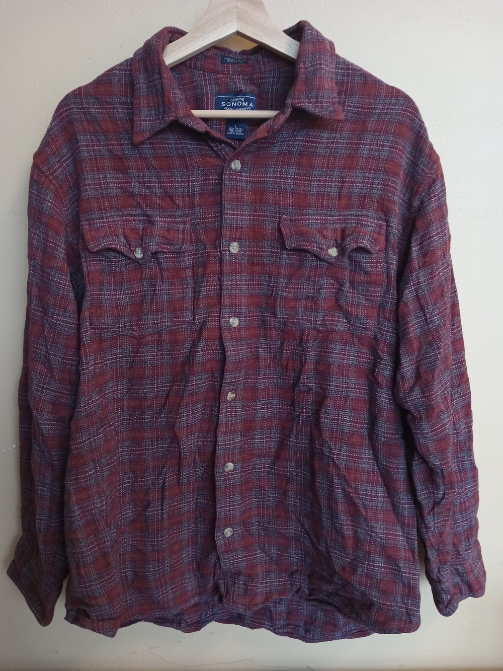 Sonoma Men's Red Plaid Lightweight Shirt Jacket